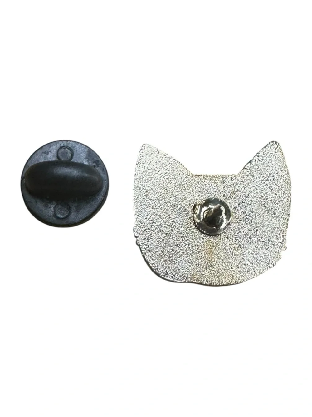 Enamel Cat Face Pin - White and Pink